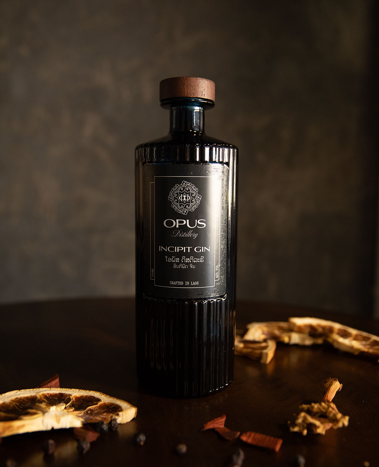Opus Distillery Incipit Gin bottle crafted in Laos
